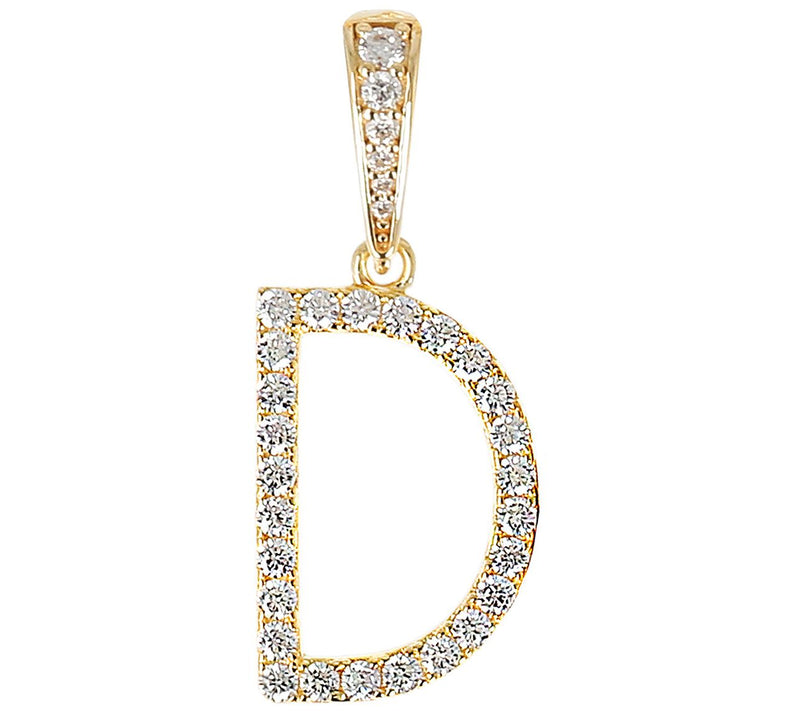 Diamonique Bold Initial Enhancer Pendant, 14K Gold Clad — View 9