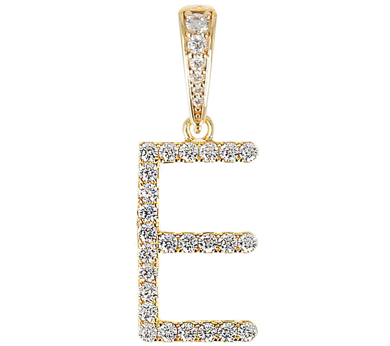 Diamonique Bold Initial Enhancer Pendant, 14K Gold Clad — View 11