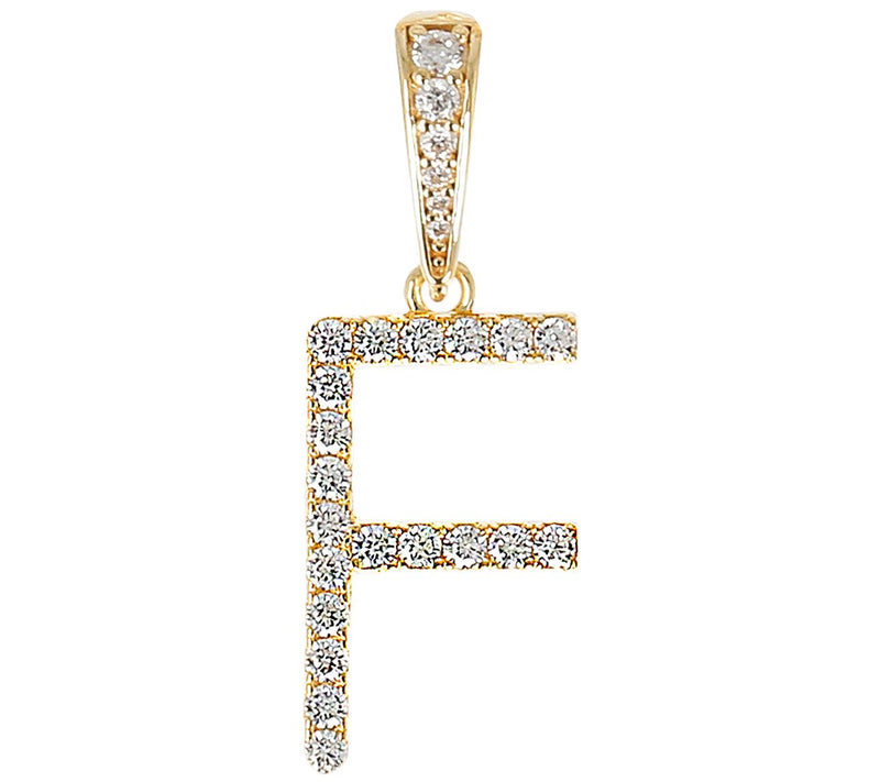 Diamonique Bold Initial Enhancer Pendant, 14K Gold Clad — View 13