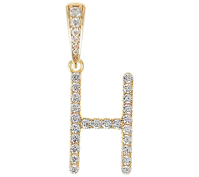 Diamonique Bold Initial Enhancer Pendant, 14K Gold Clad — View 17