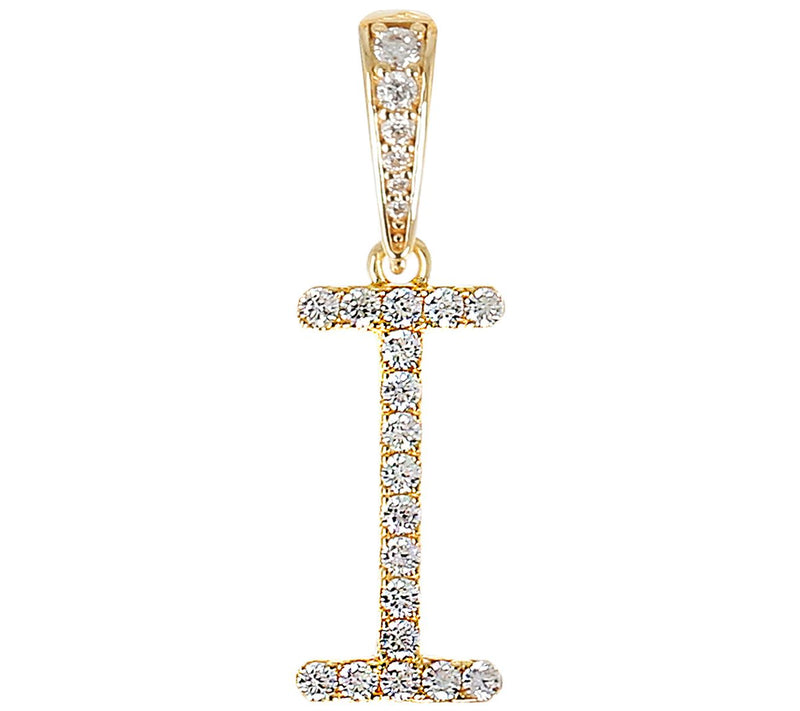 Diamonique Bold Initial Enhancer Pendant, 14K Gold Clad — View 19