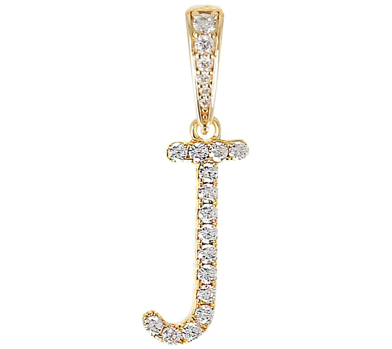 Diamonique Bold Initial Enhancer Pendant, 14K Gold Clad — View 21