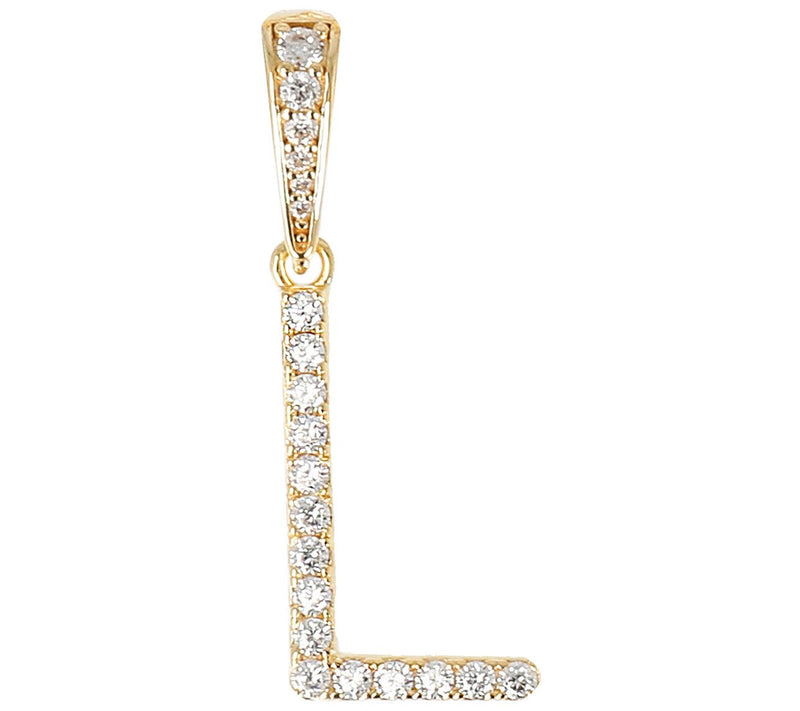 Diamonique Bold Initial Enhancer Pendant, 14K Gold Clad — View 25