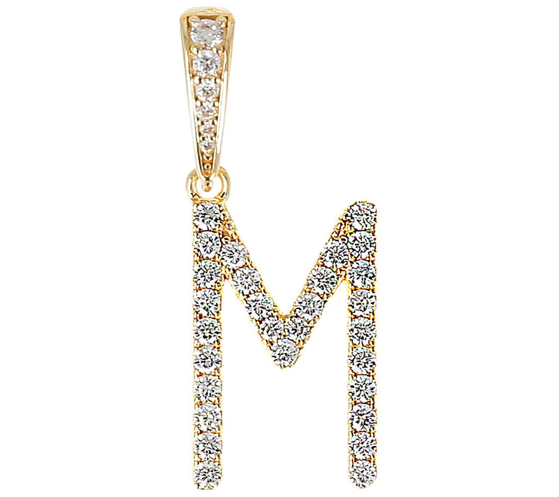 Diamonique Bold Initial Enhancer Pendant, 14K Gold Clad — View 27