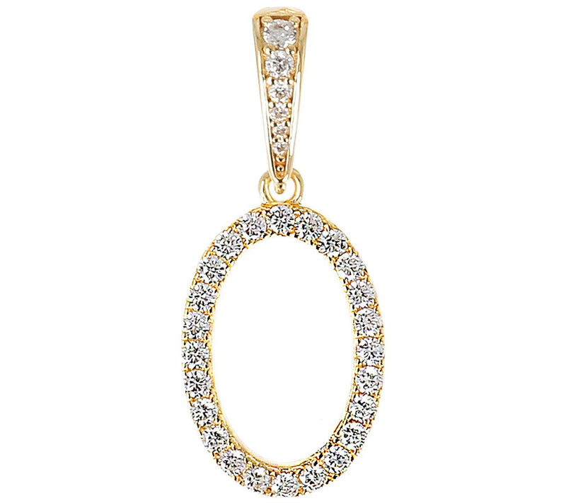 Diamonique Bold Initial Enhancer Pendant, 14K Gold Clad — View 31