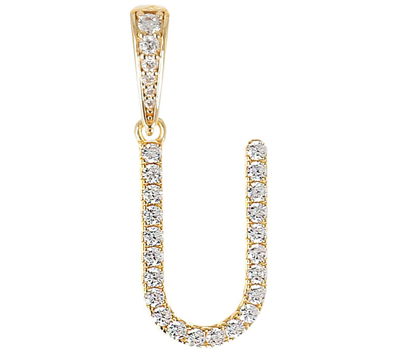 Diamonique Bold Initial Enhancer Pendant, 14K Gold Clad — View 43