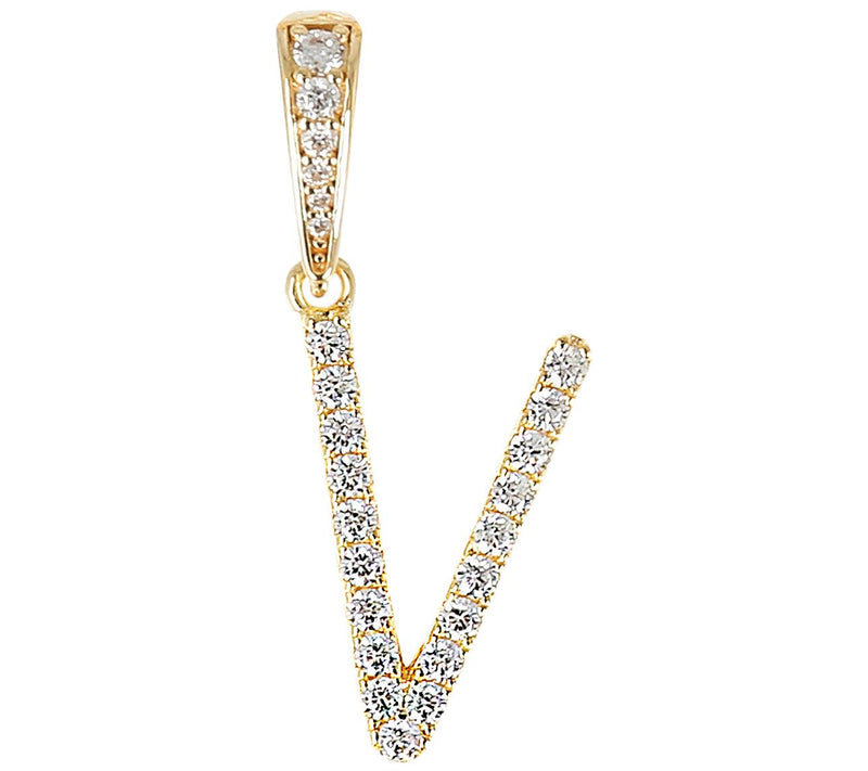 Diamonique Bold Initial Enhancer Pendant, 14K Gold Clad — View 45
