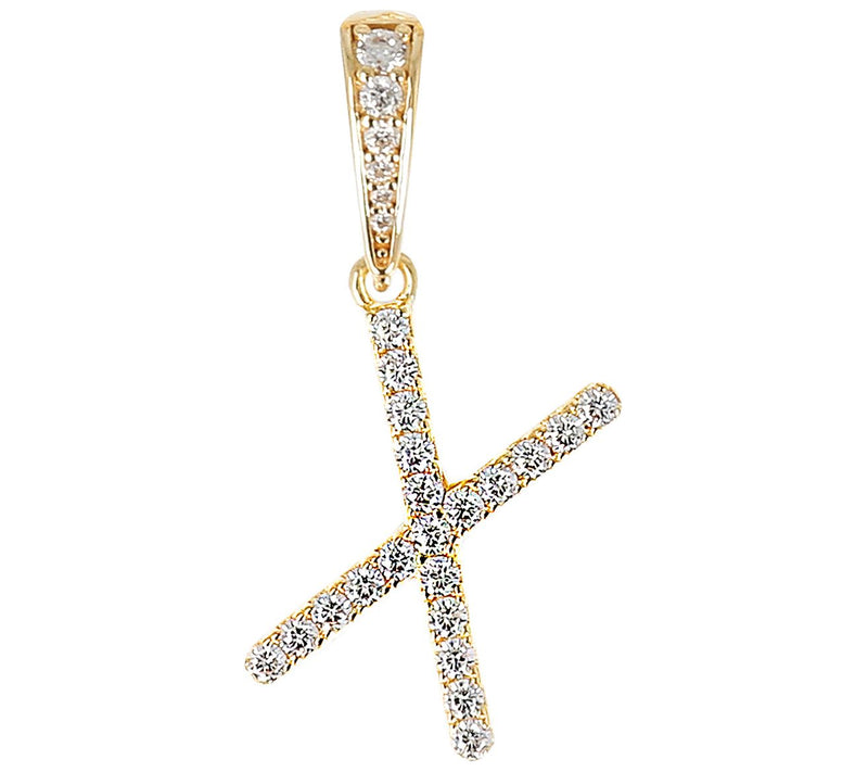 Diamonique Bold Initial Enhancer Pendant, 14K Gold Clad — View 49