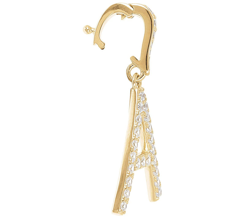 Diamonique Bold Initial Enhancer Pendant, 14K Gold Clad — View 56