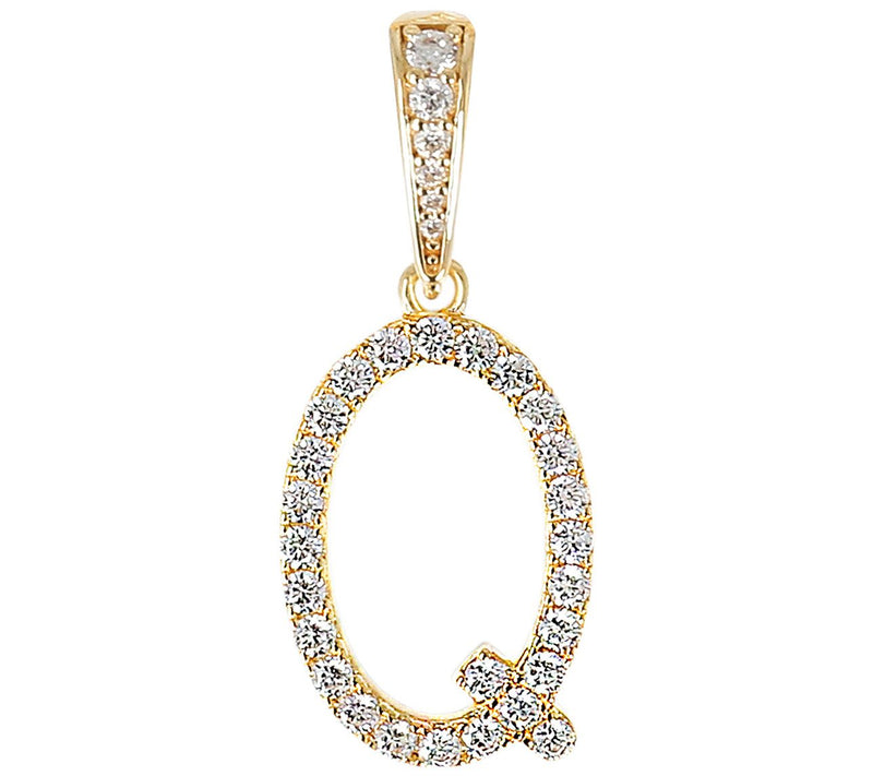 Diamonique Bold Initial Enhancer Pendant, 14K Gold Clad — Main view