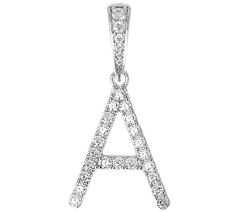 Diamonique Bold Initial Enhancer Pendant, S tering Silver — Main view