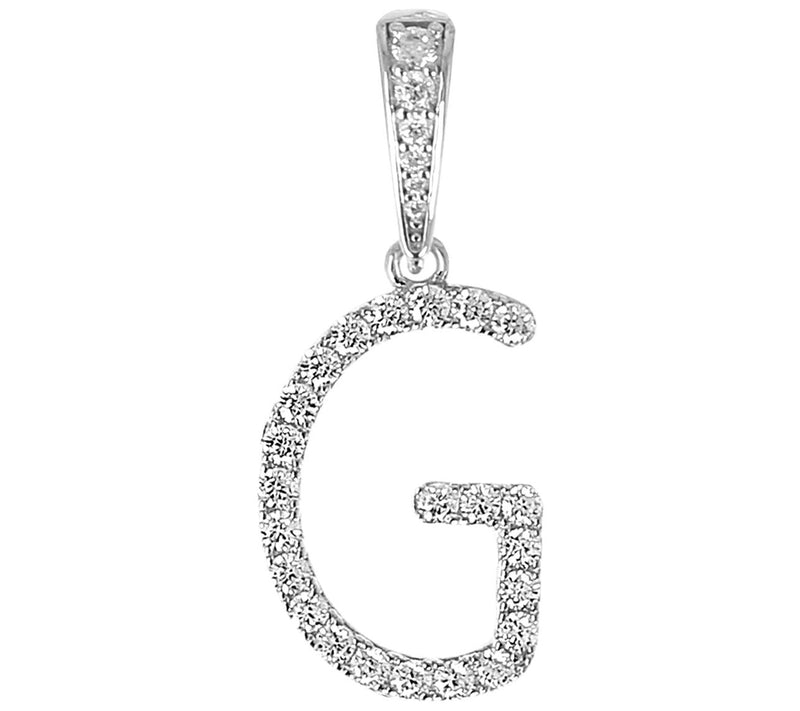 Diamonique Bold Initial Enhancer Pendant, S tering Silver — View 9