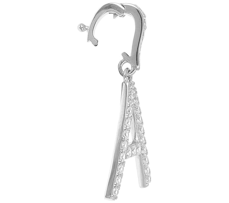 Diamonique Bold Initial Enhancer Pendant, S tering Silver — View 31