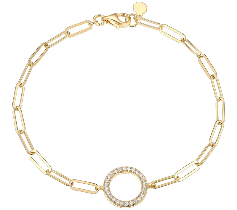 Diamonique Paperclip Link Circle Bracelet, 18Kld Clad — Main view