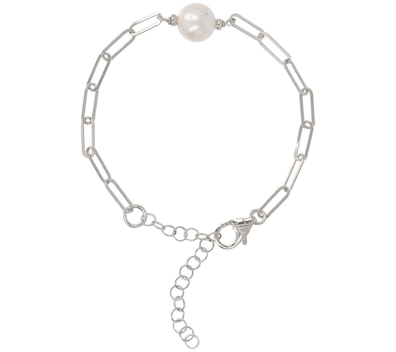 Honora Cultured Pearl Paperclip Link Bracelet, Sterling — View 3