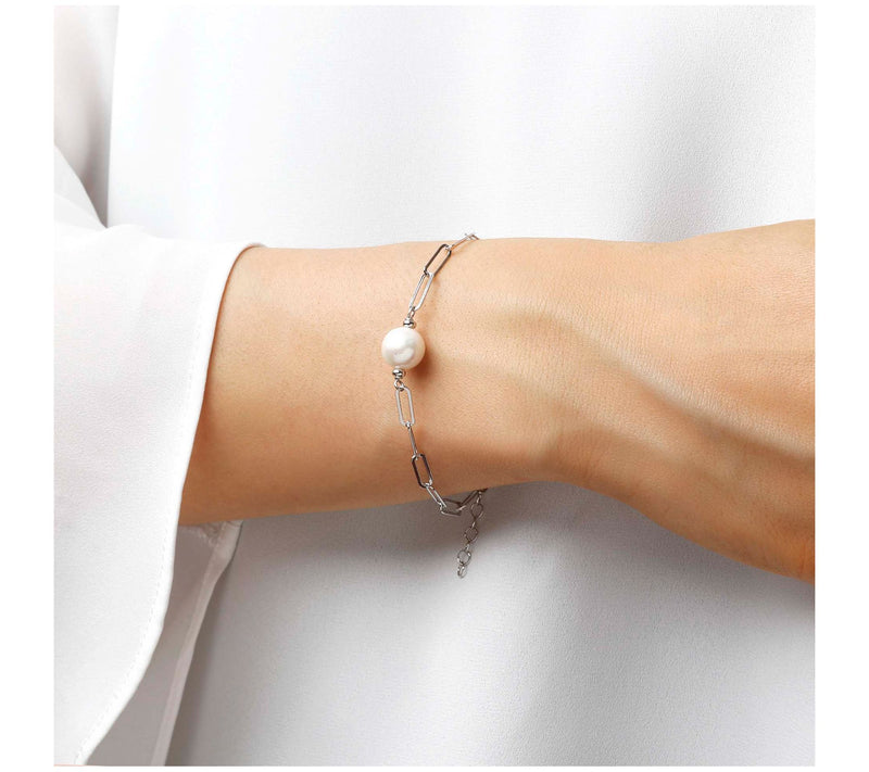 Honora Cultured Pearl Paperclip Link Bracelet, Sterling — View 9