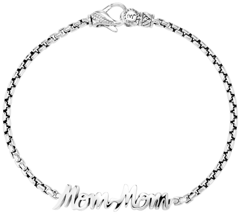 JAI Sterling Silver MomMom 2.7mm Box Chain Brac elet — Main view