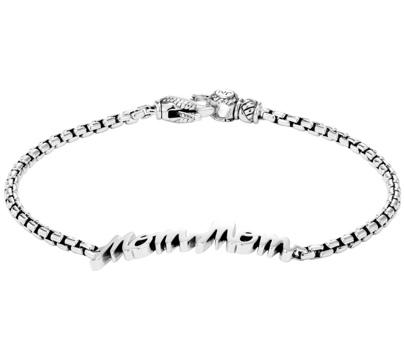 JAI Sterling Silver MomMom 2.7mm Box Chain Brac elet — View 2