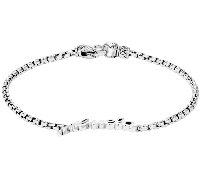 JAI Sterling Silver Abuela 2.7mm Box Chain Brac elet — View 2