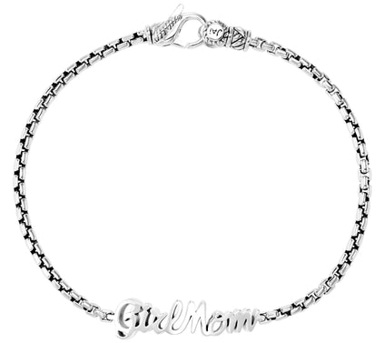 JAI Sterling Silver Girl Mom 2.7mm Box Chain Br acelet