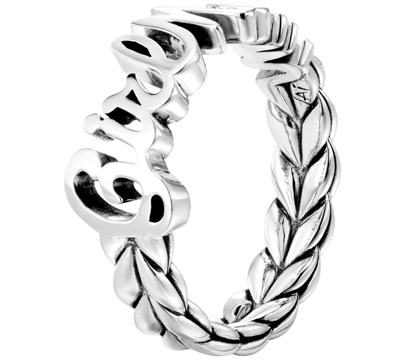 JAI Sterling Silver Girl Mom Script Ring — View 2