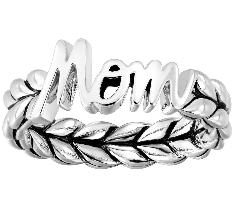 JAI Sterling Silver Mom Script Ring — Main view