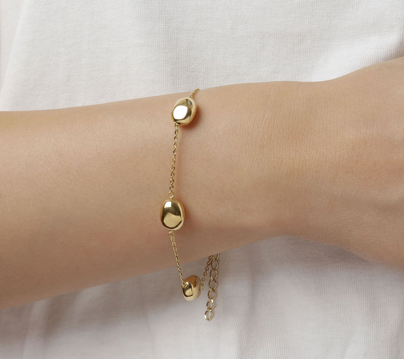 Veronese 18K Clad Polished Nugget Station Bracelet — View 9