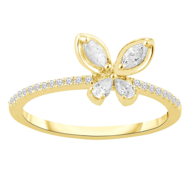 Affinity 0.50 cttw Diamond Butterfly R ing, 14K Plated — Main view