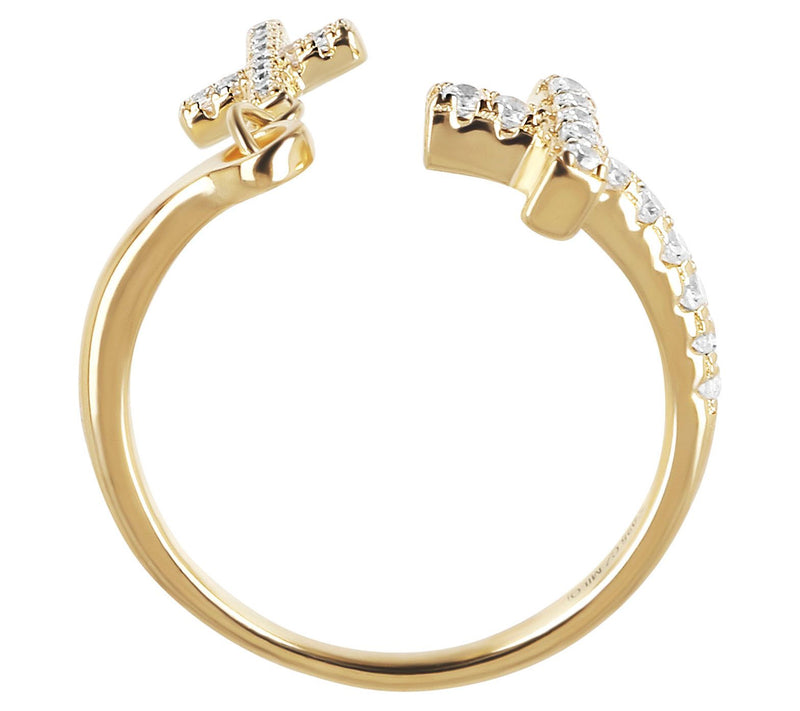 Diamonique 0.20 cttw Cross Dangle Ring, Sterlin g Silver — View 9
