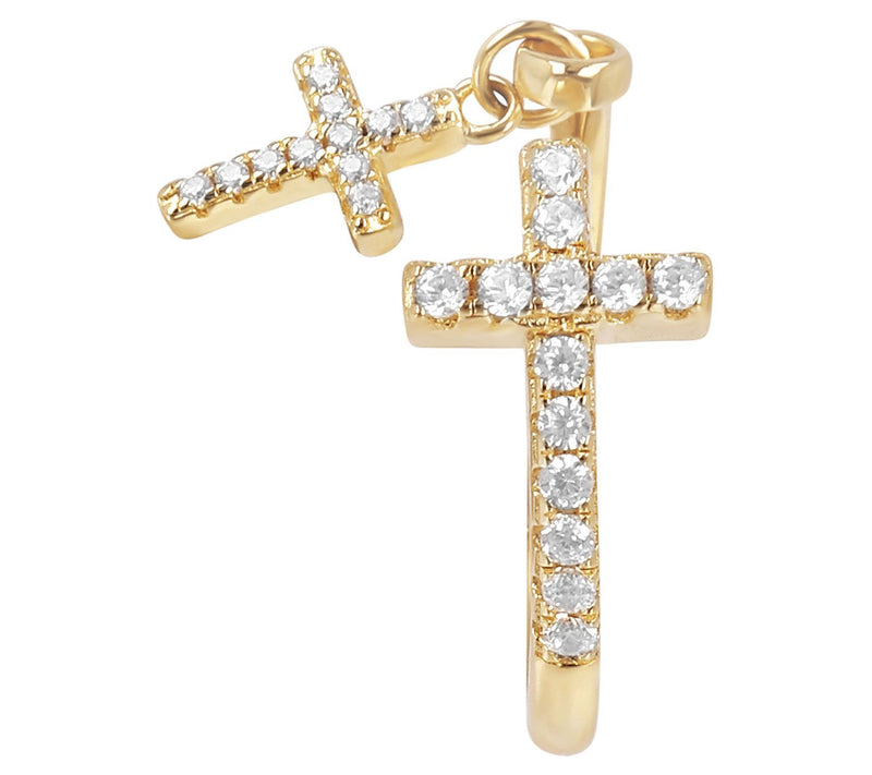 Diamonique 0.20 cttw Cross Dangle Ring, Sterlin g Silver — View 8