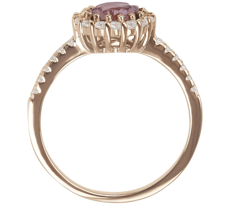 Diamonique 1.50 cttw Halo Ring, 14K Rose Clad — View 5