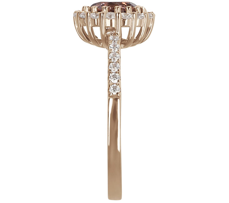 Diamonique 1.50 cttw Halo Ring, 14K Rose Clad — View 4