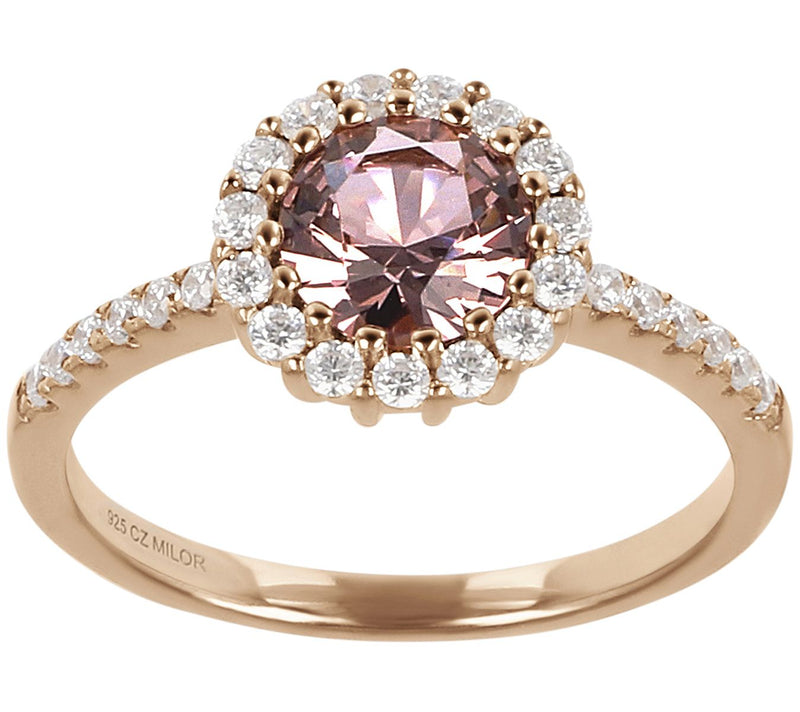 Diamonique 1.50 cttw Halo Ring, 14K Rose Clad — Main view