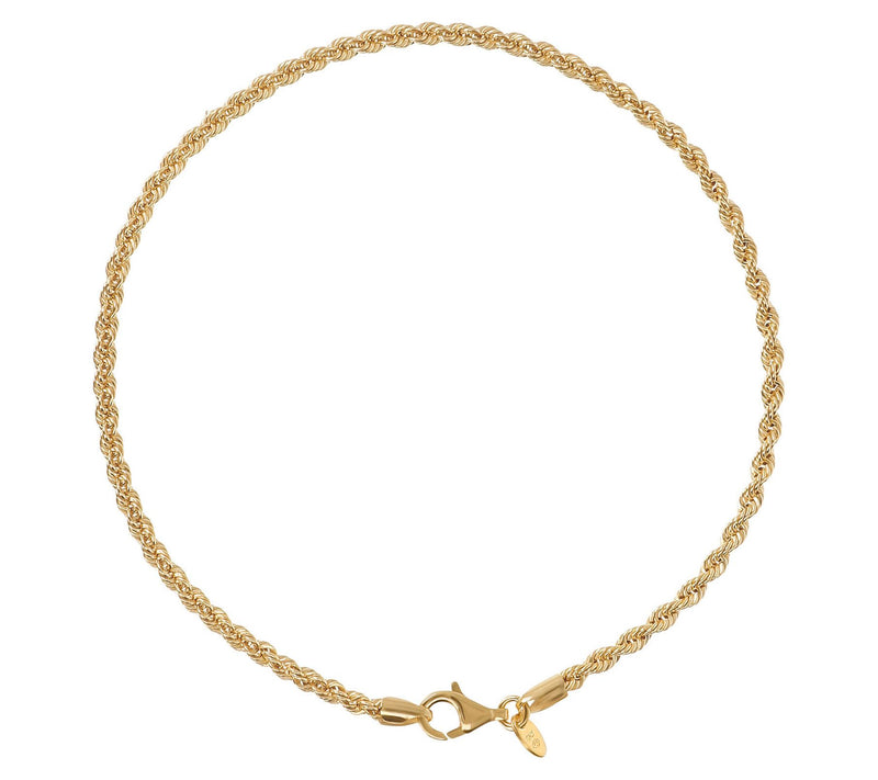 UltraFine Silver Rope Chain Ankle Bracelet — View 2