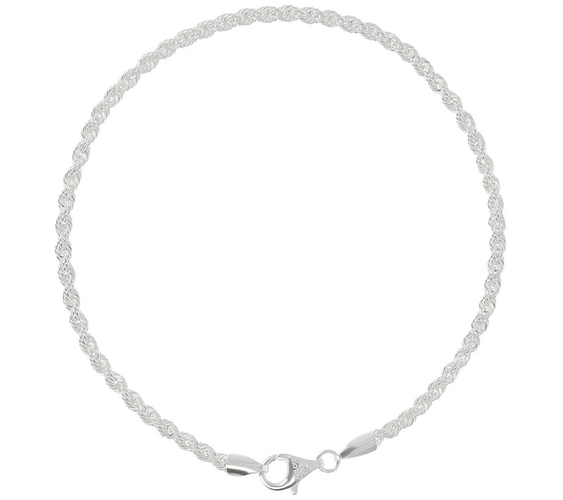 UltraFine Silver Rope Chain Ankle Bracelet — View 3