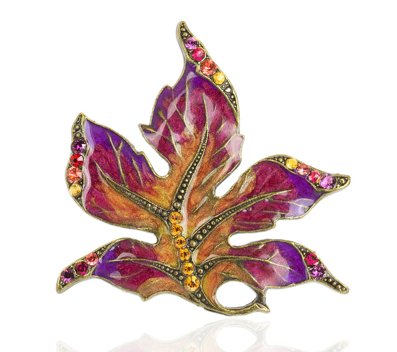 Anne Koplik Crystal Fall Leaf Pin — Main view