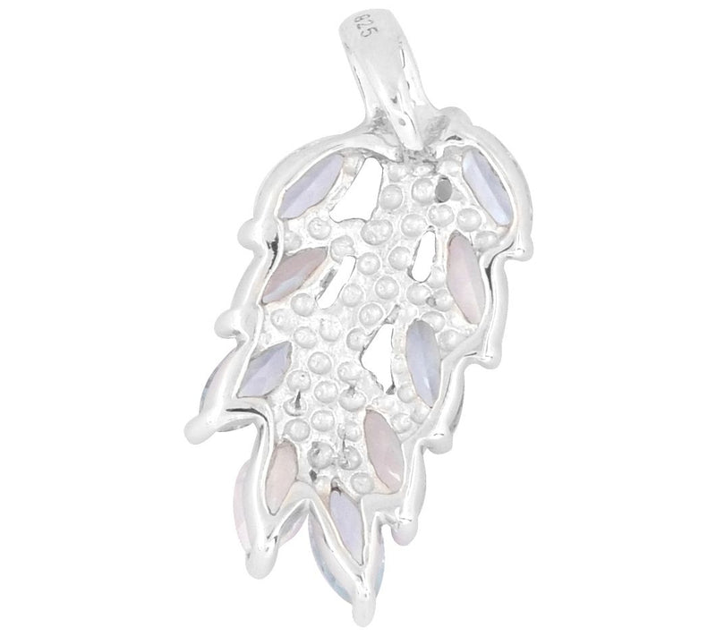 Sterling Silver Moonstone & White Topaz Leaf Pendant — View 4