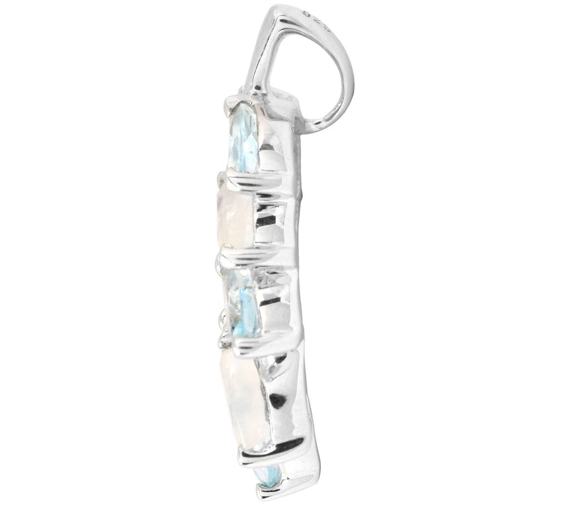Sterling Silver Moonstone & White Topaz Leaf Pendant — View 5