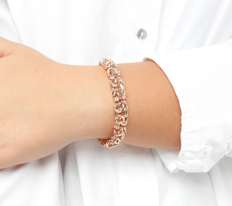 Bronzo Italia Diamond Cut Byzantine Link Bracelt — View 3