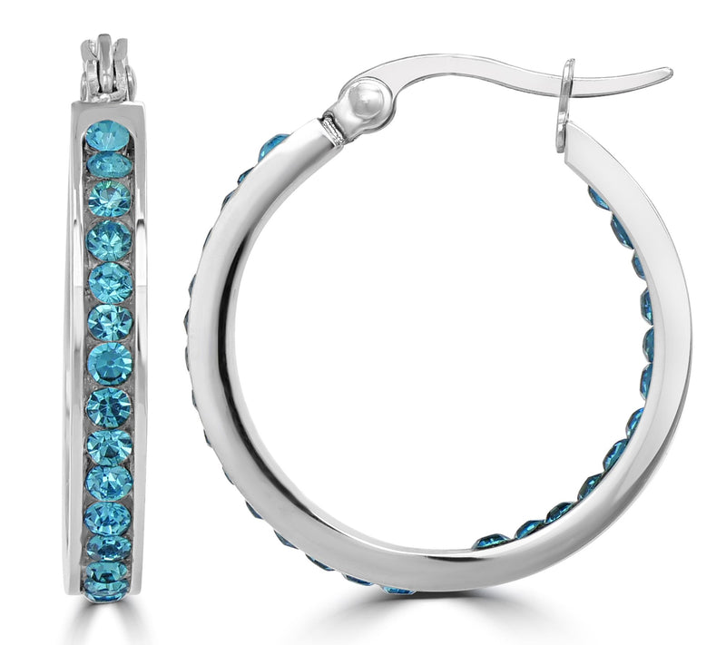 Steel by Design Crystal Birthstone Inside-Out Hop Earrings — View 26