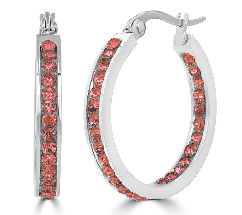 Steel by Design Crystal Birthstone Inside-Out Hop Earrings — View 21