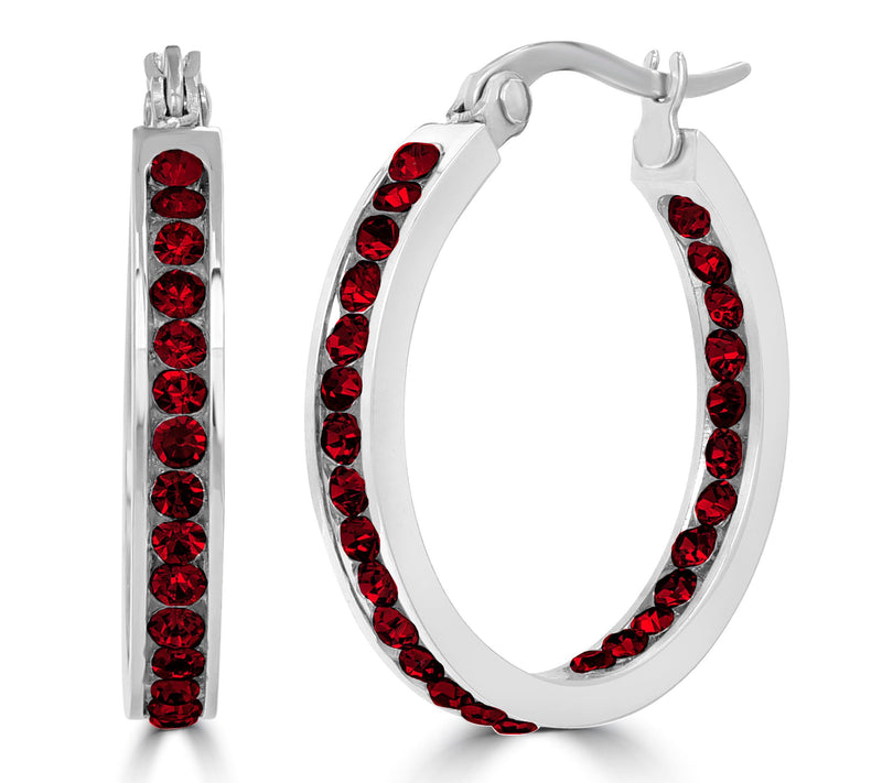 Steel by Design Crystal Birthstone Inside-Out Hop Earrings — View 19