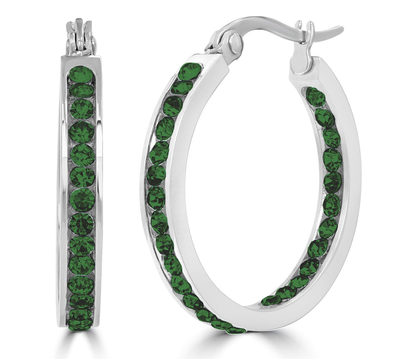 Steel by Design Crystal Birthstone Inside-Out Hop Earrings — View 9
