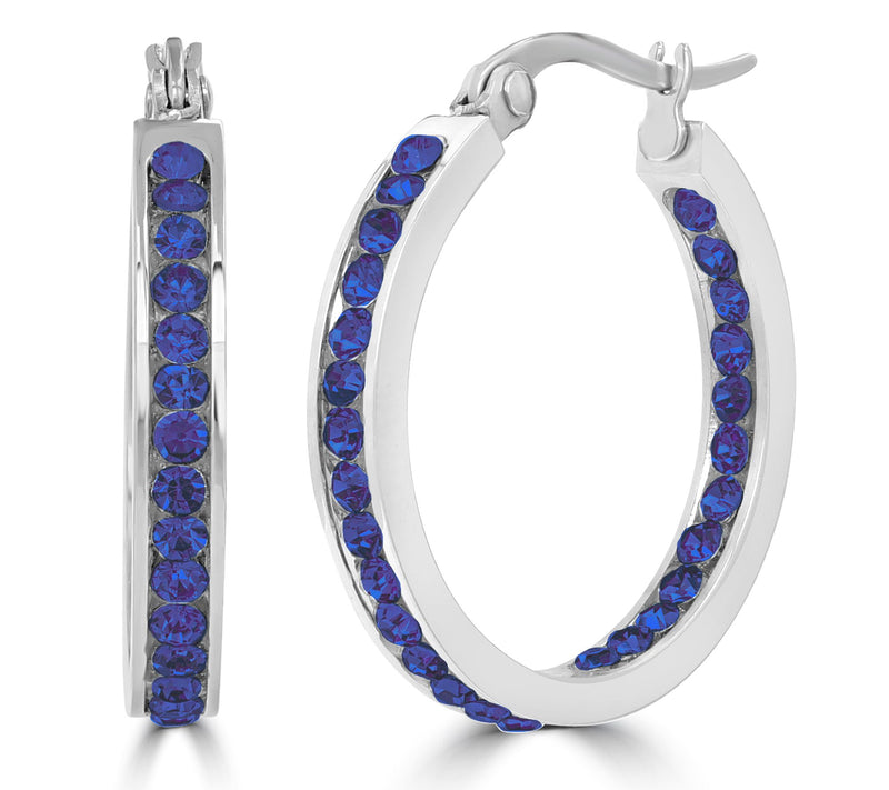 Steel by Design Crystal Birthstone Inside-Out Hop Earrings — View 23