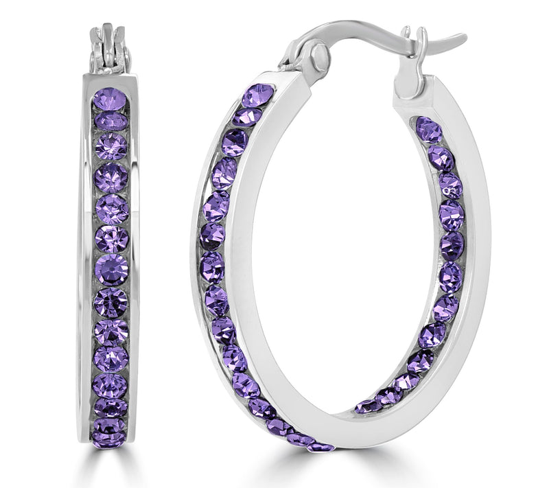 Steel by Design Crystal Birthstone Inside-Out Hop Earrings — View 3