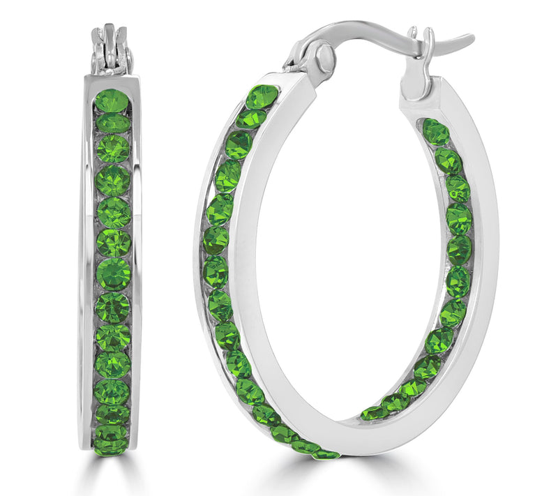 Steel by Design Crystal Birthstone Inside-Out Hop Earrings — View 17