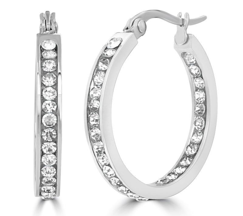 Steel by Design Crystal Birthstone Inside-Out Hop Earrings — View 7