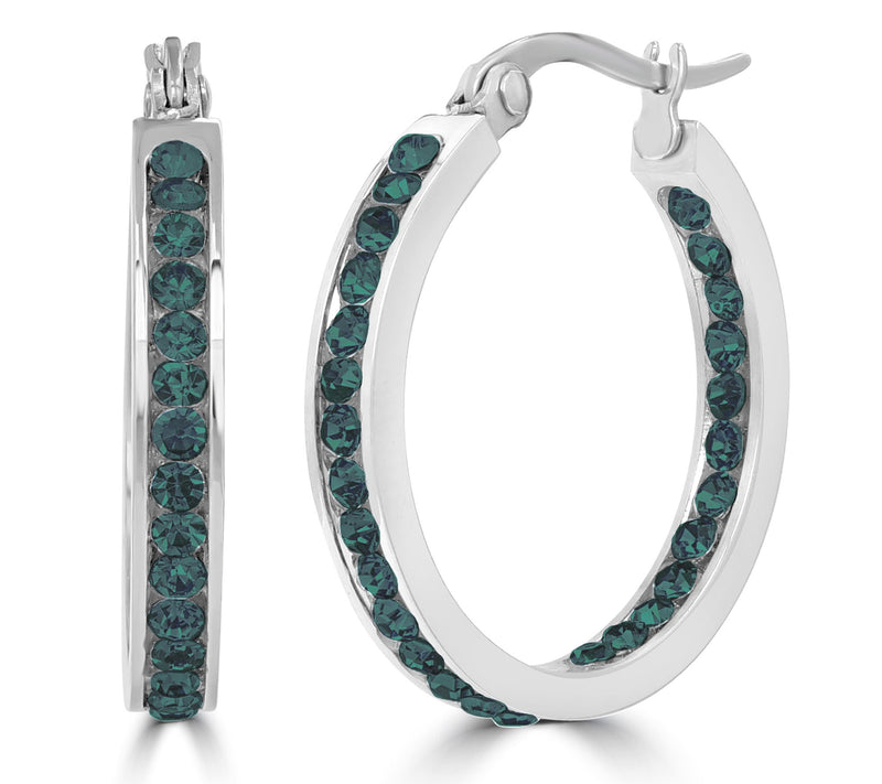 Steel by Design Crystal Birthstone Inside-Out Hop Earrings — View 15