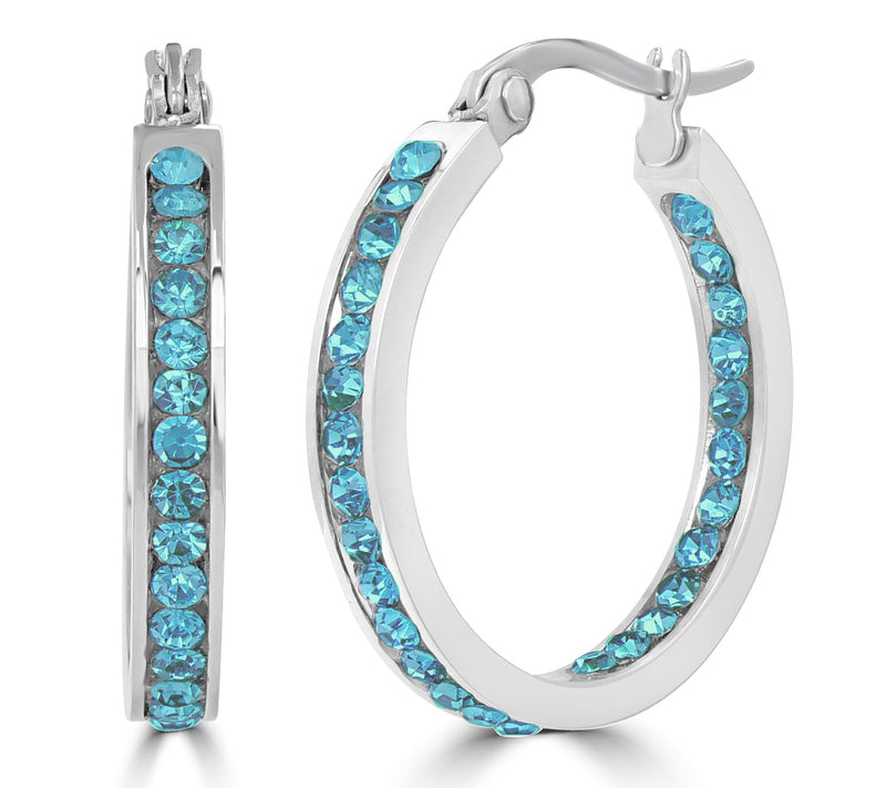 Steel by Design Crystal Birthstone Inside-Out Hop Earrings — Main view