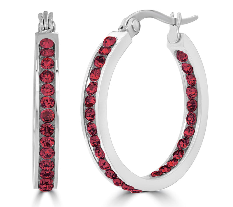 Steel by Design Crystal Birthstone Inside-Out Hop Earrings — View 13